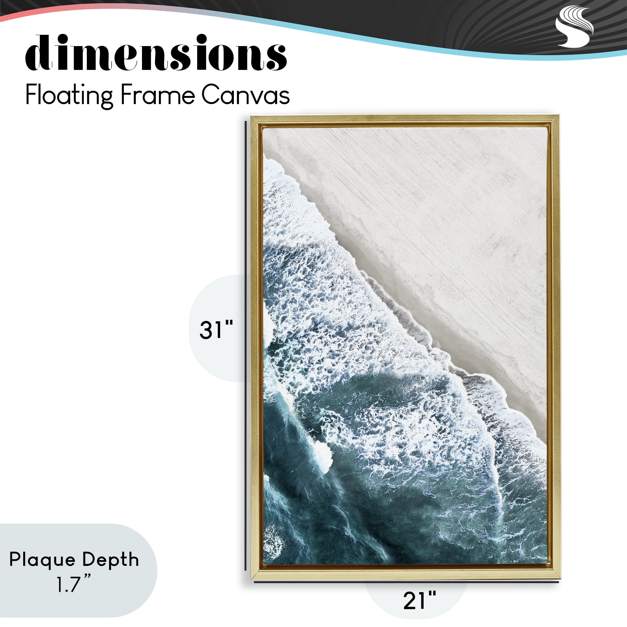 Stupell Industries Corolla Beach Breezy Shoreline Gold Framed Floater Canvas Wall Art, design by Natalie Carpentieri