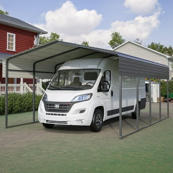 LZBEITEM 13 x 20 FT Heavy Duty Metal Carport Canopy with Galvanized Steel Roof and Frame, Metal Carport Garage for Pickup, Boat, Car and Tractors