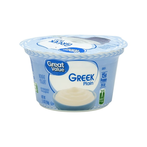 Great Value Greek Plain Nonfat Yogurt, 5.3 oz