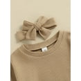 thumbnail image 6 of Kiapeise 0-24M Infant Girl Boy Clothes Set Solid Round Neck Long Sleeve T-shirt+Triangle Shorts+Headband Spring Summer 3pcs, 6 of 8
