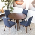 thumbnail image 4 of Allora Mid Century Modern 5-Piece Dining Set w/ 4 Fabric Dining Chairs in Blue, 4 of 4