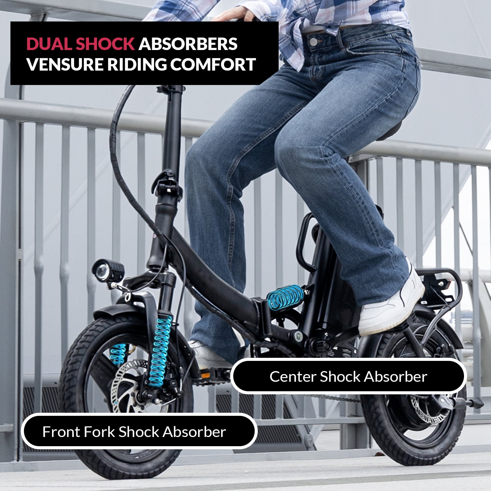 Windone Electric Bike for Adults and Teens, Max 19MPH Speed&28 Miles Range (PAS), 500W Peak Motor and Lightweight & Portable, Dual Shock Absorbers,14" Foldable ebike