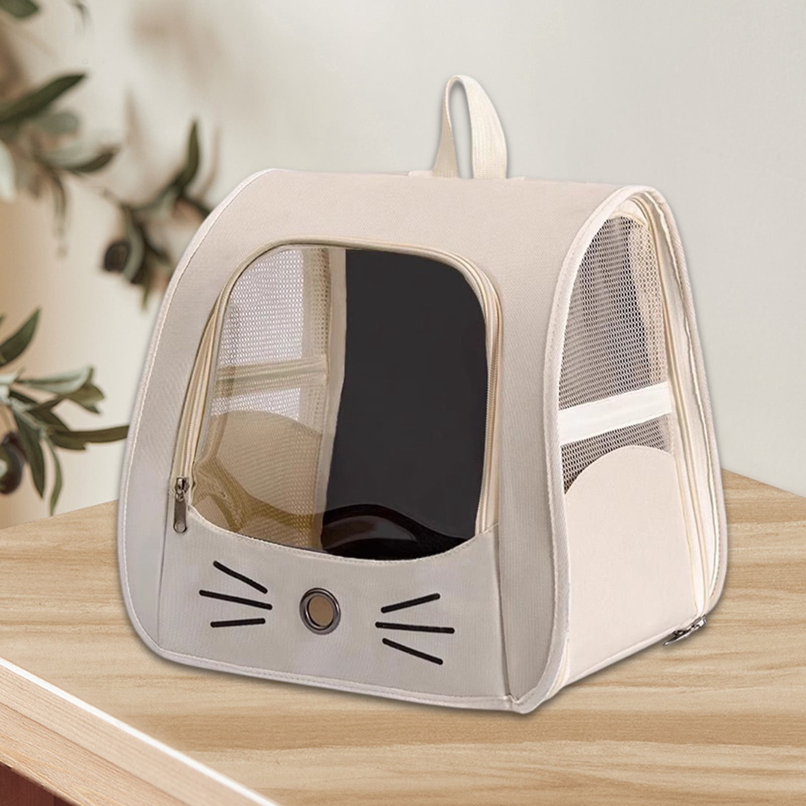 Beige Beige Pet Carrier Backpack For Cats Small Dogs Foldable Travel Bag With Breathable Mesh