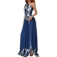 thumbnail image 4 of Women's One Shoulder Elegant Dress High Waist Split Dress Tie-Dye Floral Print Casual Evening Party Maxi Dresses, 4 of 4