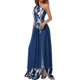 thumbnail image 4 of Vestido elegante de un solo hombro para mujer, vestido de cintura alta con abertura, estampado floral tie-dye, vestidos largos informales para fiestas y eventos nocturnos., 4 of 5