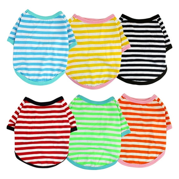 Coloody 6 Pack Dog Striped T-Shirt Dog Shirt Pet Apparel for Small to Medium Dogs Puppy