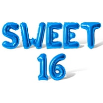 Letter and Number Balloons - SWEET 16 16" Inch Alphabet Letters Foil Mylar Balloon 16th Birthday Party Banner (Blue)
