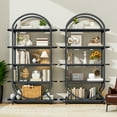 thumbnail image 3 of Casendy 72.83" Tall Arched Bookshelf, 5 Tier Bookcase Metal Frame Book Shelf Display Storage Shelves for Living Room, Home Office, Black (11.02"L x 40.94" W x 72.83 "H), 3 of 7