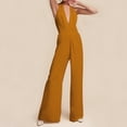 thumbnail image 5 of Women's Sexy Jumpsuit, Sleeveless Deep V Halter Neck Backless Wide Leg Jumpsuit, Elastic Waist Party Outfit, Flattering Fit for Women, Evening Wear and Special Occasions-Brown, 5 of 6