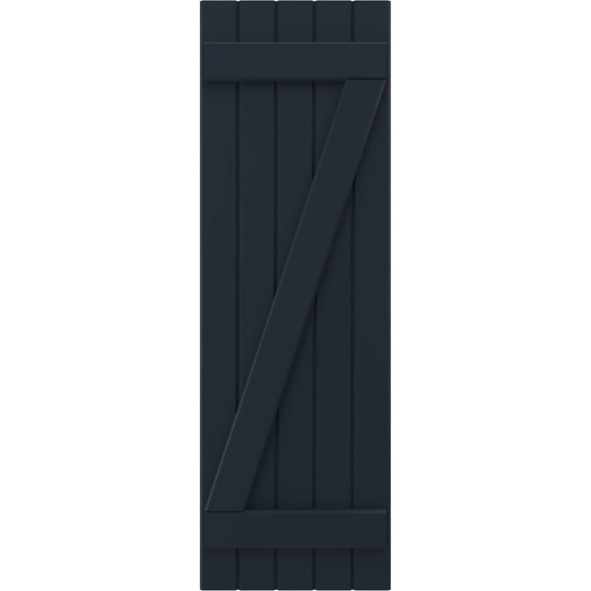 Ekena Millwork 17 1/2"W x 61"H Americraft Five Board (2 Batten) Exterior Real Wood Joined Board-n-Batten Shutters w/ Z-Bar (Per Pair), Starless Night Blue