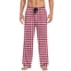 thumbnail image 4 of Pantalones de pijama largos para hombre, informales, con estampado a cuadros, holgados, deportivos, elásticos, rectos, vintage, con bolsillos, 4 of 6