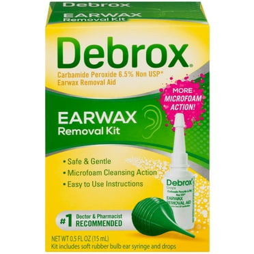 4 Pack Debrox Drops Earwax Removal Aid Kit - 15 ml Drops with Bulb Syringe Each