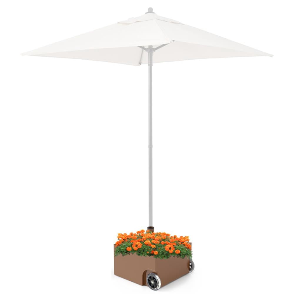 Spaco 150 Pounds Patio Umbrella Base Stand Wheels Planter Outdoor, Outdoor Umbrella Stand, Patio Umbrella Stands & Bases, Deck Umbrella Stand-Coffee
