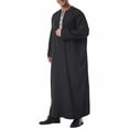 thumbnail image 6 of Muslim Thobe for Men Frog Buckle Mens Caftans Big and Tall Mens Soft Arab Thobe with Pocket and Embroidery Size 3XL Black, 6 of 9