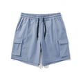 thumbnail image 4 of Cargo Shorts for Men Drawstring Elastic Waist Casual Solid Shorts with Pocket Short Pants Blue XL, 4 of 6