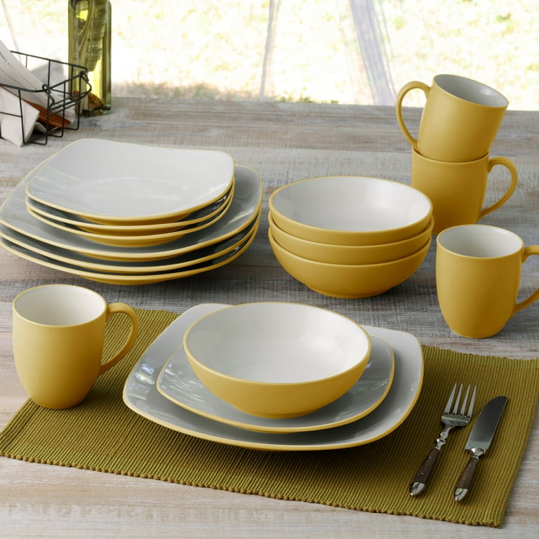 Noritake Colorwave Mustard 16-Piece Square Dinnerware Set, Service