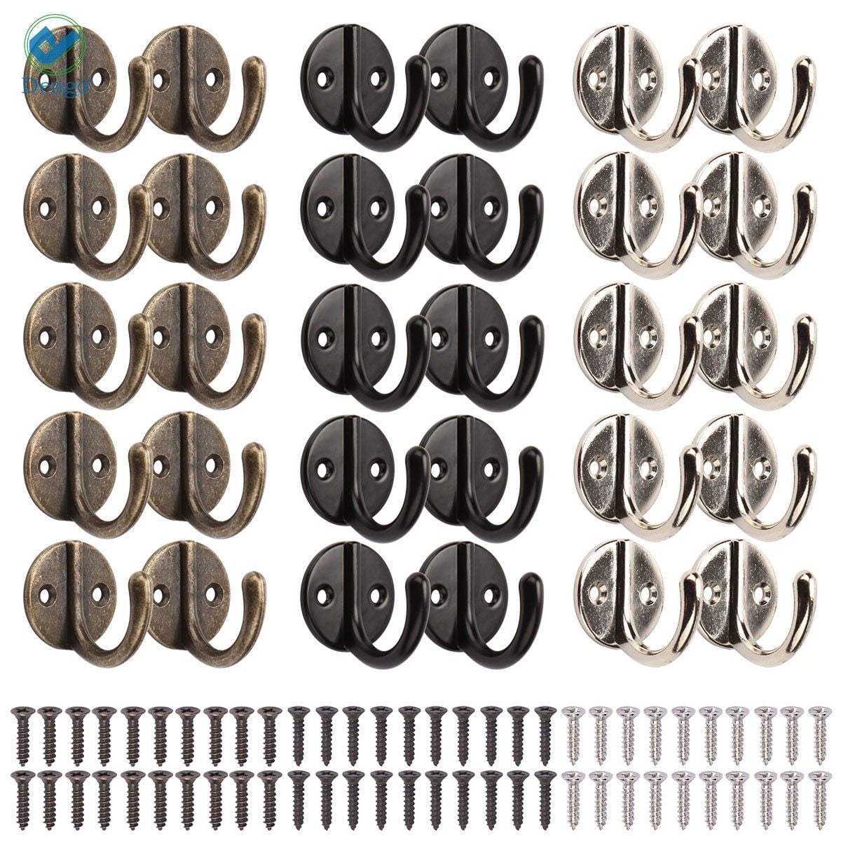 Deago 10 Pcs Rustic Cast Iron Hat Coat Rack Wall Hooks with Screws for