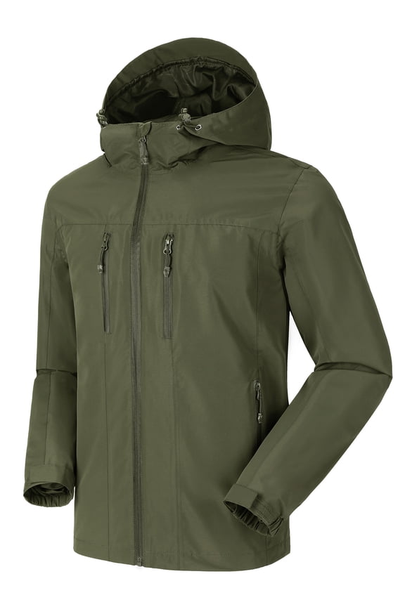 Packable Men's Rain Jacket Waterproof Shell Jacket Lightweight Raincoat with Hood Windbreaker for Outdoor Hiking Cycling Green