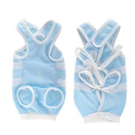 

Goory Jumpsuit Adjustable Vest Four-Legged Puppy Comfortable Pajamas Mesh Home Plain Prevent Licking Wounds Casual Lace Up Blue S