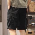 thumbnail image 7 of Oplxuo Mens Cotton Cargo Shorts Outdoor Loose Breathable Hiking Travel Athletic Short Elastic Waist Drawstring Casual Short, 7 of 7