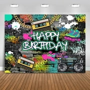 Graffiti 80's 90's Backdrop Urban Retro Birthday Party Background 80's 90's Hip Hop Rock Birthday Party Cake Table Decoration Banner Photo Booth Props