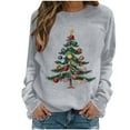 thumbnail image 2 of Sakmal Womens Sweatshirts Holiday Gray Christmas Cute Sweatshirts Christmas Trees Loose Fit Long Sleeve Shirts, 2 of 5
