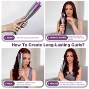 NEXPURE Automatic Curling Iron, 1 Ionic Deep Waver Hair Curler Tool, Ceramic Coating, Fast Heating, Dual Voltage, Anti-Scald, Purple
