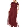 Adrianna Papell Womens Plus Size Sequined Tulle A-Line Gown, Red, 16W