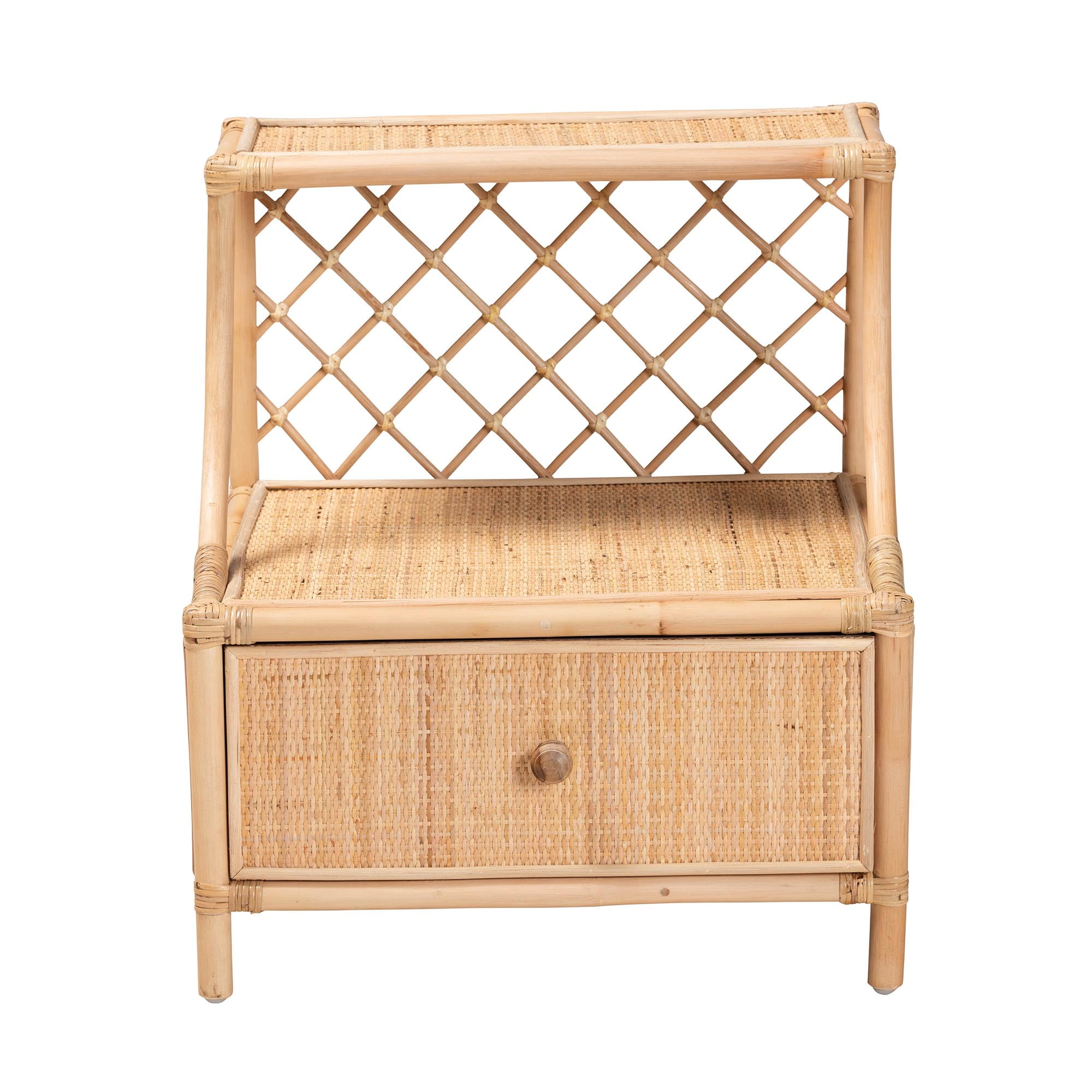 bali & pari Lalo Rattan BOHO Nightstand, 1-Drawer, Natural Brown