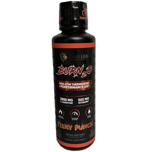 Alpha Lion Burn 2O L-Carnitine Liquid Fiery Punch Natural Energy and Metabolism Booster for Weight Loss 31 Servings 15.72oz