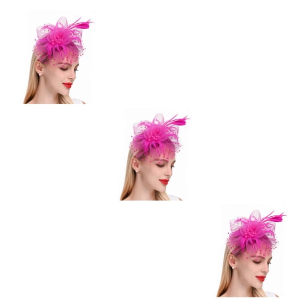 Qarigey Flor del pelo Tocados de boda Mano de obra fina Ahorro de espacio Adorno para el cabello Fiesta Nupcial Cabeza Colgante Rosa claro Type1 NO1