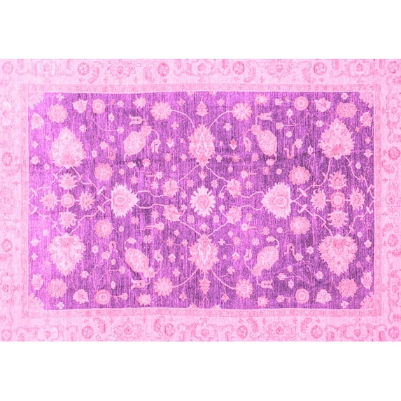 Ahgly Company Indoor Rectangle Oriental Pink Traditional Area Rugs, 8' x 10'