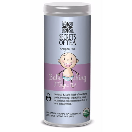 Secrets Of Tea - Baby Teething Relief, Baby Teething Magic Tea - Teething relief for Painful Gums, Irritability. Natural & USDA Organic Ingredients (40