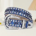 thumbnail image 4 of Ceinture en Strass pour Femmes Ceinture en Similicuir pour Femmes avec Rivets Strass Style Punk Boucle Longueur Ajustable Multi-Trous Épingle Accessoire Style Hip-Hop, 4 of 8