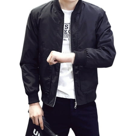 Men's Jackets Solid Fashion Coats Male Casual Slim Stand Collar Bomber Jacket Men Outerdoor
