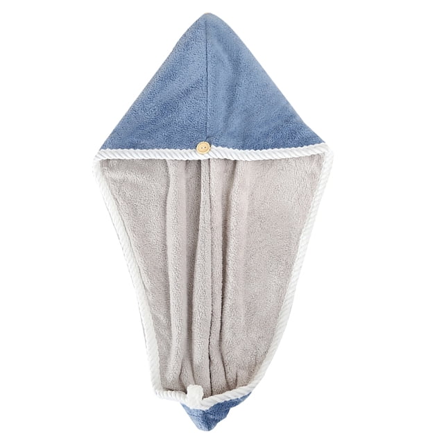 Bolsa de toalla diadema absorbente de secado rápido con botón, adecuada para cabello rizado, cabello largo y gorro de pelo grueso (1 PCS)