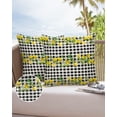 thumbnail image 6 of Pack of 2 Outdoor Pillow Covers, Summer Lemon Leaves Black and White Buffalo Plaid Waterproof Square Throw Pillowcase Cushion Decorative Pillow Covers for Couch Patio Tent, 16x16 in, 6 of 6
