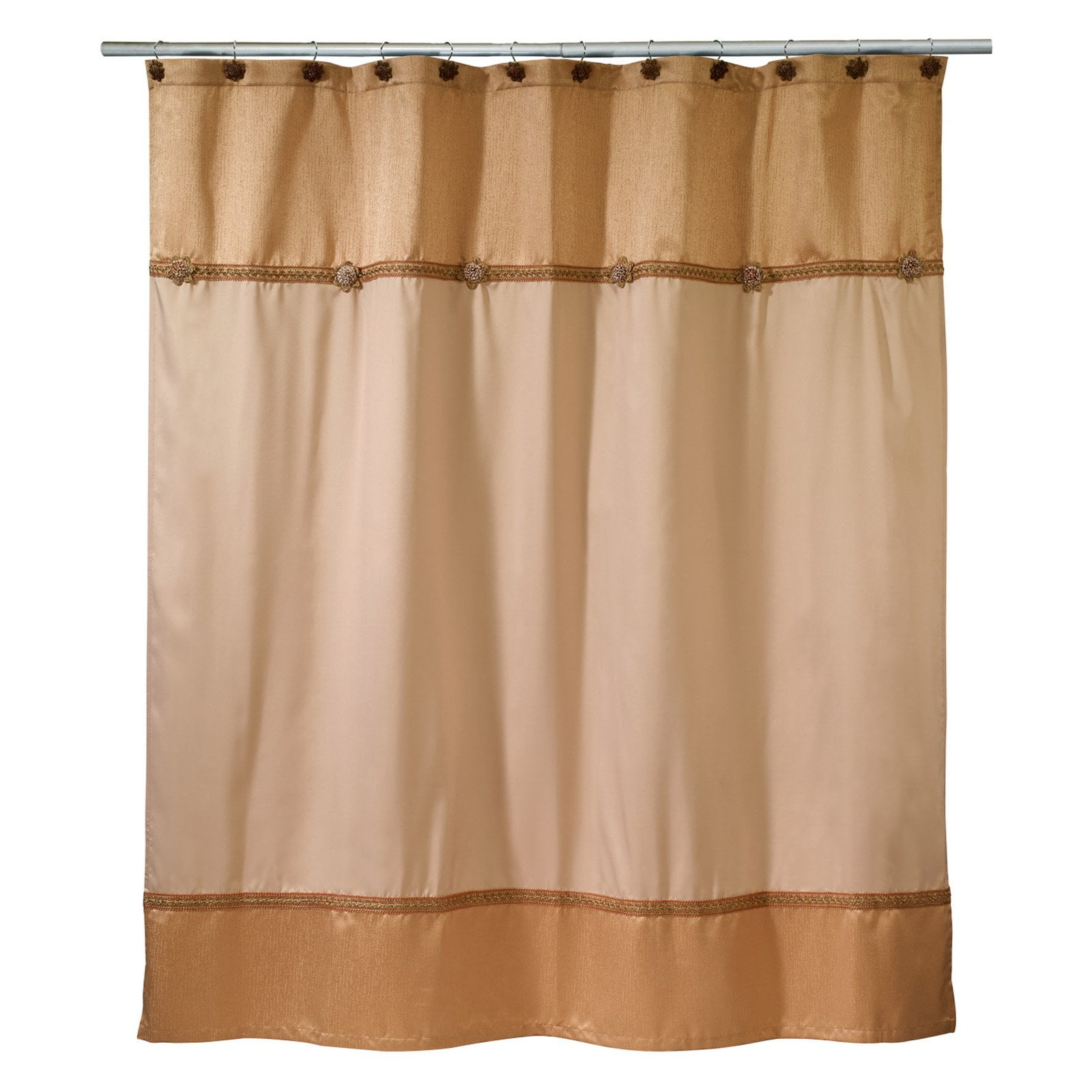 Granite Avanti Linens Braided Medallion Shower Curtain 12 Deluxe Shower Hooks 