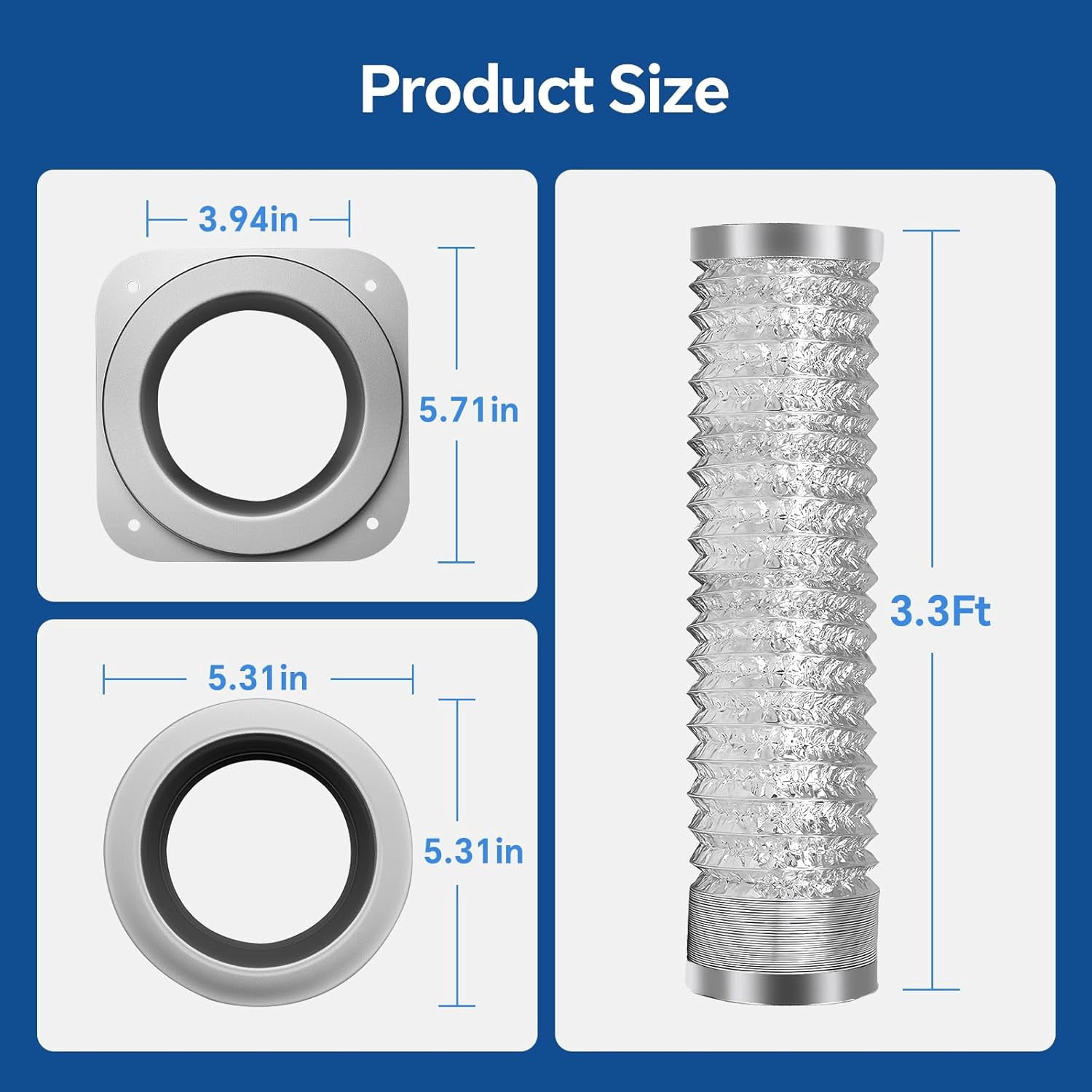 Magnetic Dryer Vent Coupler DV180 Sealed Dryer Vent Connector Kit Easy Clean Quick Connector Includes 2.6 ft 4 in Tubing and Two Stainless Steel Clamps