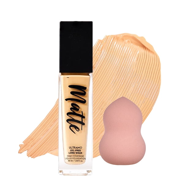 Base de Maquillaje Líquida Mate + Esponja Alta Cobertura Control Grasa de Larga Duración 40 ML ULTRAMO