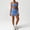 Blue(Bras+Skirt), variant on PISONIC Women's 2 Piece Workout Set Color Block Strappy Sports Bra, High Waisted Tummy Control Shorts, Backless Yoga Gym Athletic Outfit