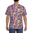 thumbnail image 3 of Vsdgher The Garden Tricolor Pansy Flower Print Men's Dry Fit Mesh Athletic Shirts Moisture Wicking Tennis T-Shirt Tops, 3 of 9