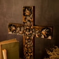 thumbnail image 2 of Rustic Wooden Rose Cross on Wall Vintage Room Living Room Decor Catholic Mother Art Decor Gift, 2 of 5