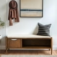thumbnail image 2 of Pemberly Row 19.5" Solid Wood Accent Bench with Storage & Cushion in Walnut, 2 of 8