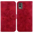 thumbnail image 2 of Compatible with Nokia C32 Embossed Lily Wallet Case with Card Holder PU Leather Flip Cover, 2 of 5