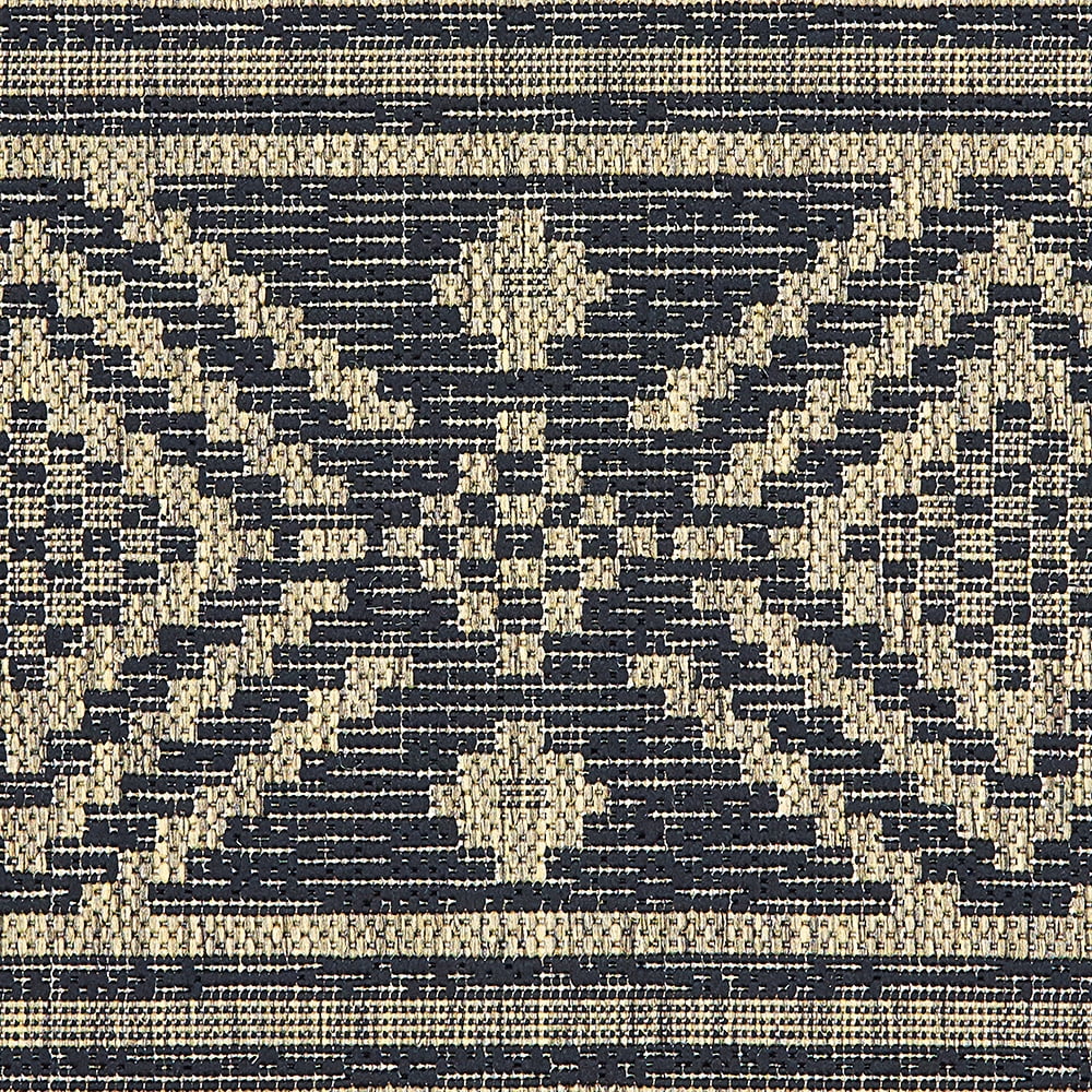 LR Home Victoria 5' x 8' Black/Tan Aztec Stripe Indoor/Outdoor Area Rug