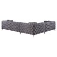 thumbnail image 4 of ACME Wugtyx Tufted Sectional Sofa with 3 Pillows in Dark Gray Velvet, 4 of 7