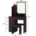 thumbnail image 2 of MONSLIPA Vanity Set with Lighted Mirror, Makeup Dresse Table with 5 Drawers and Open Shelves, Cushioned Stool ( Black ), 2 of 6