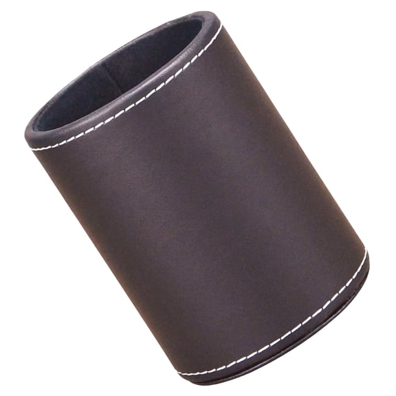Leather Pen Holder for Desk, Round Pen Organizer with Soft Interior, 4.2 x 3.1 in / 10.7 x 7.9 cm Coffee Desk Pen Pot for Office, Home, Business Style