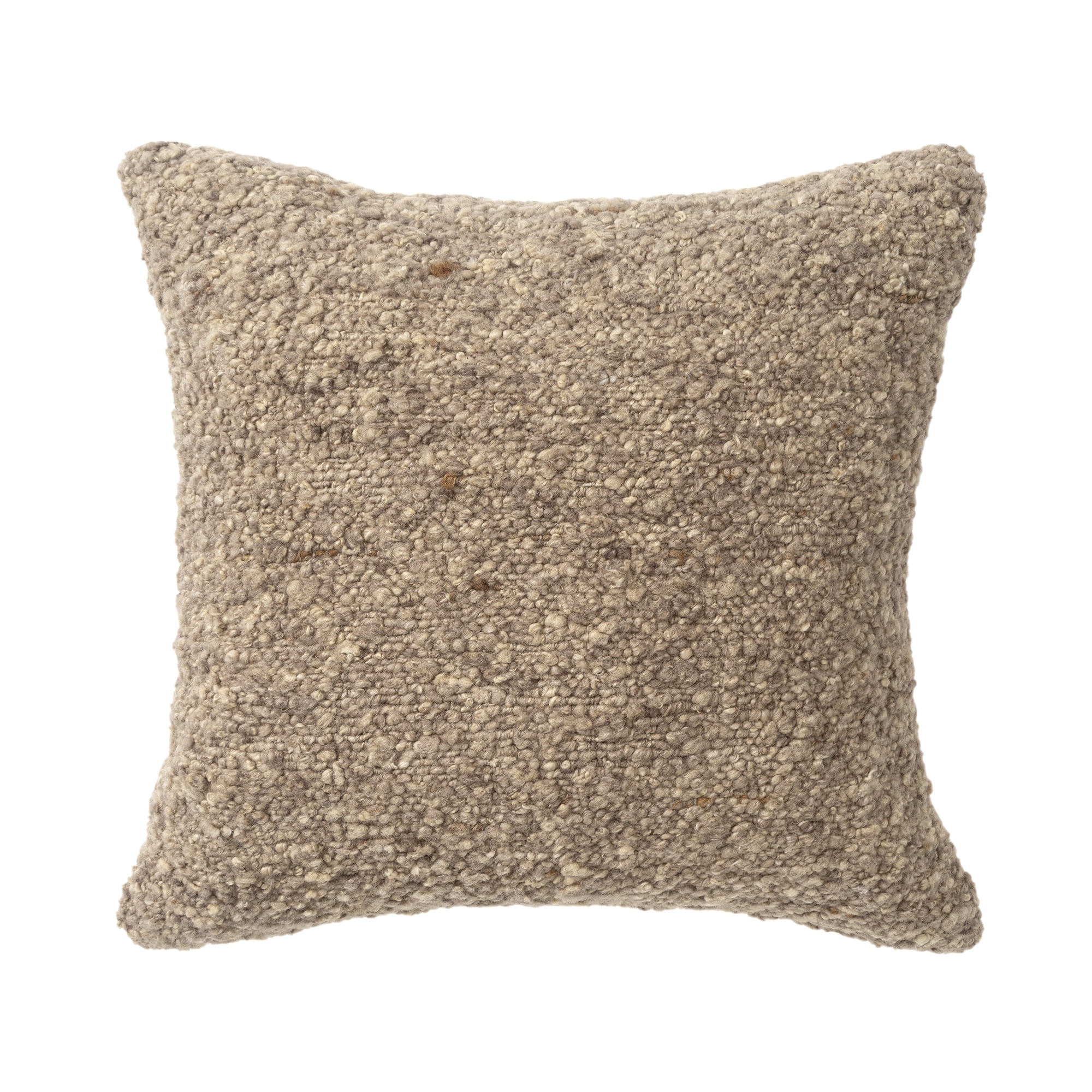 Harlow Hill Chester 24" x 24" Brown Boucle Wool Adult Decorative Throw Pillow